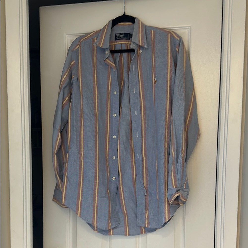 Polo by Ralph Lauren Blue and Orange Casual Button Down Shirt
